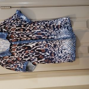 Boutique leopard & denim colored blouse